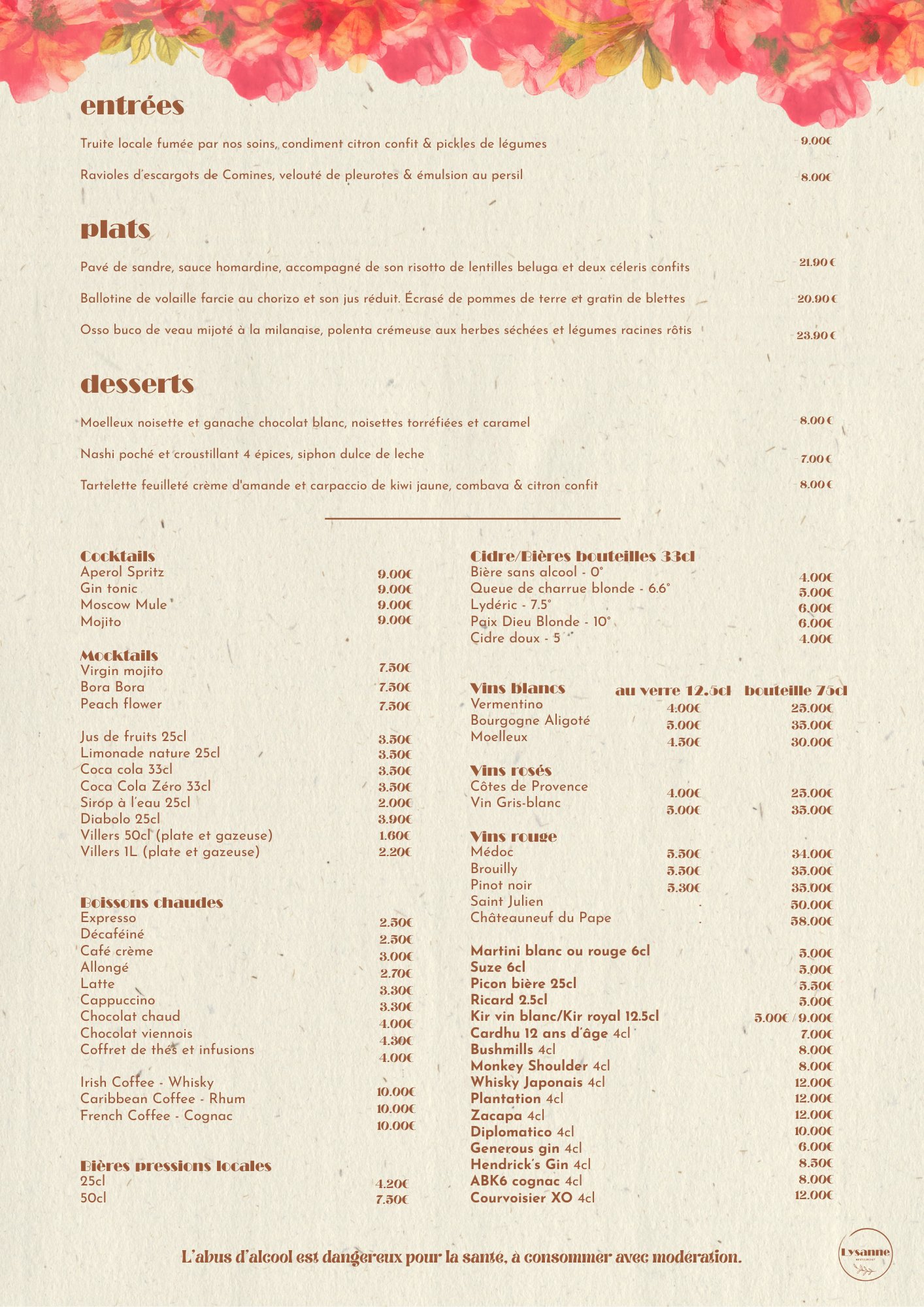 Flyer menu restaurant LYSANNE (Publication Facebook) (Affiche (portrait A3)) (1) Flyer menu restaurant LYSANNE Publication Facebook Affiche portrait A3 1
