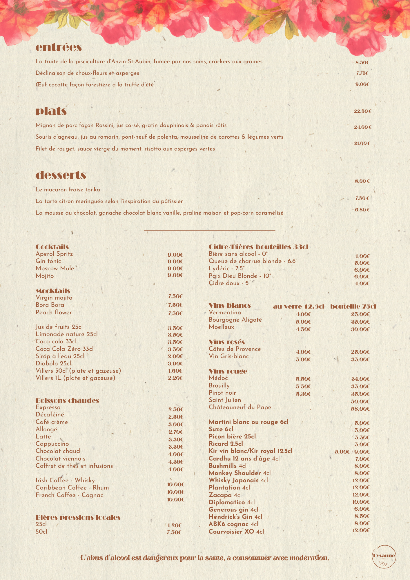 Flyer menu restaurant LYSANNE (Publication Facebook) (Affiche (portrait A3)) (4) Flyer menu restaurant LYSANNE Publication Facebook Affiche portrait A3 4